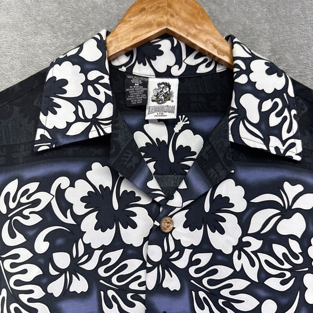 Kennington LTD California Shirt Mens Medium Black Floral Button-Up Hawaiian - Picture 3 of 9